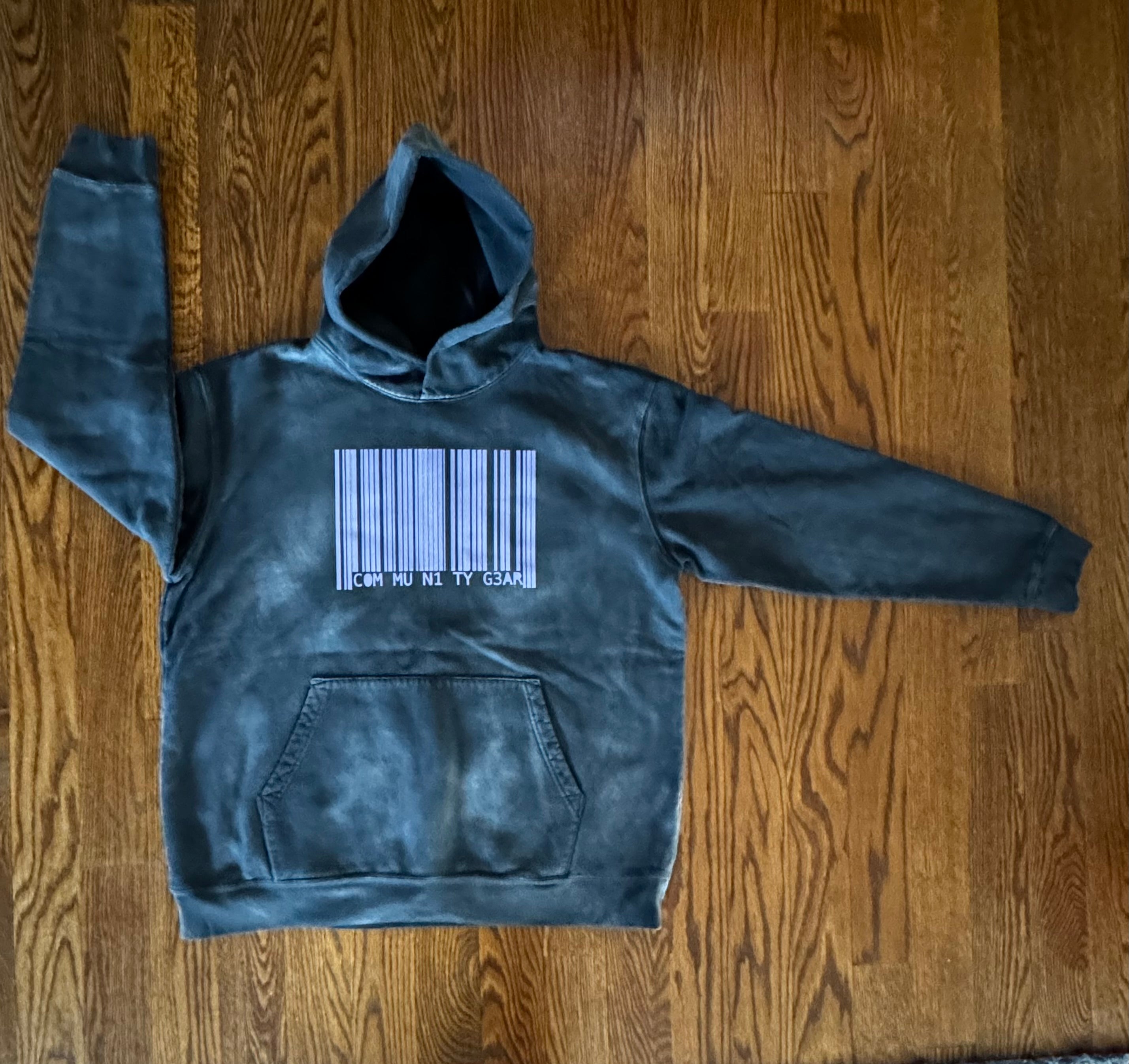 BARCODE HOODIE (PURPLE ON BLACK)